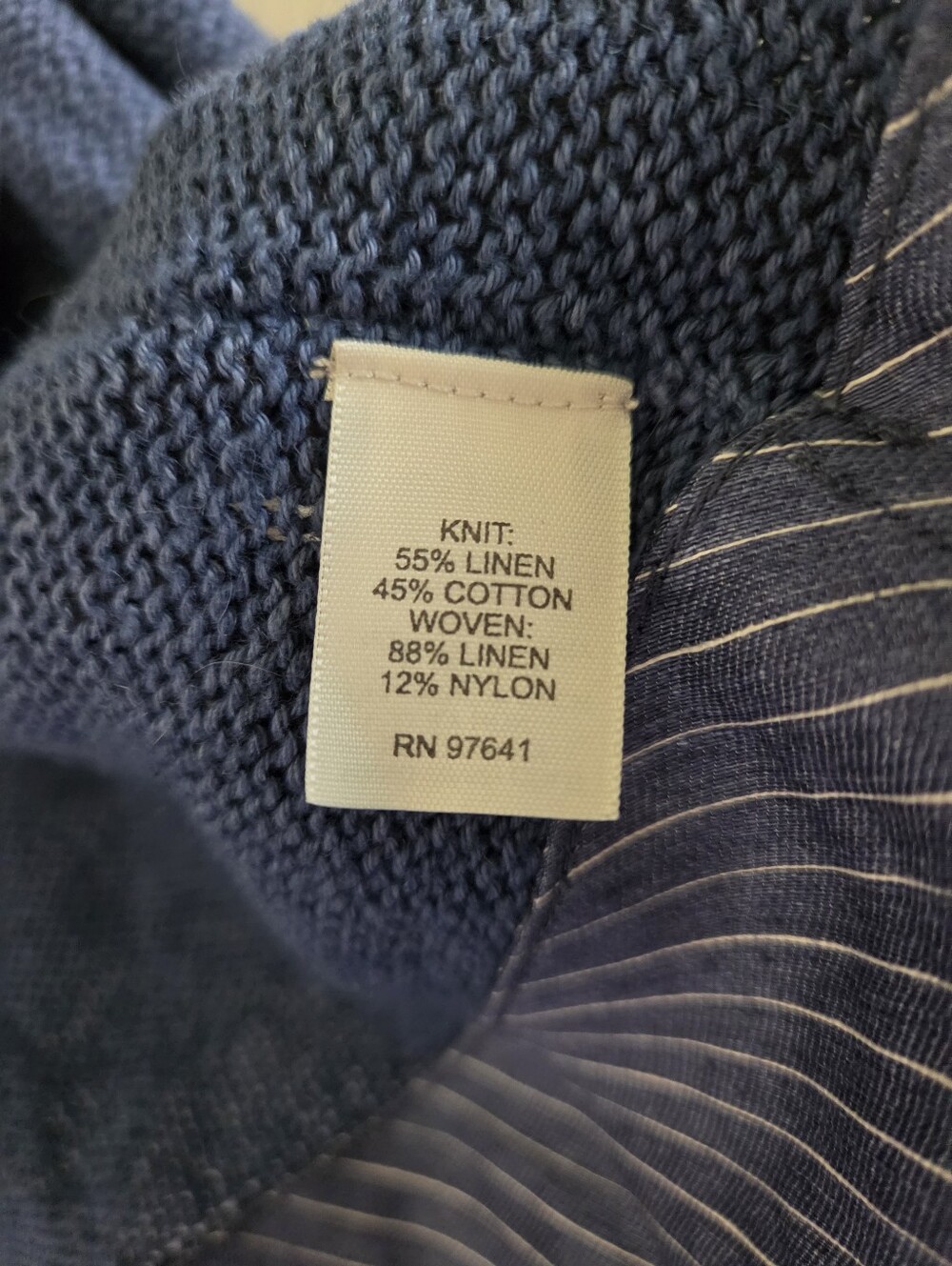 J.Jill Linen Blend Wrap Sweater Vest Small Blue Pinstripe Peplum Tied Waist Open - Picture 4 of 10